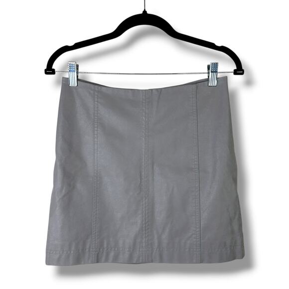 Free People NWT Modern Femme Hemp Gray Vegan Suede Mini Skirt Size 2 - Picture 4 of 9